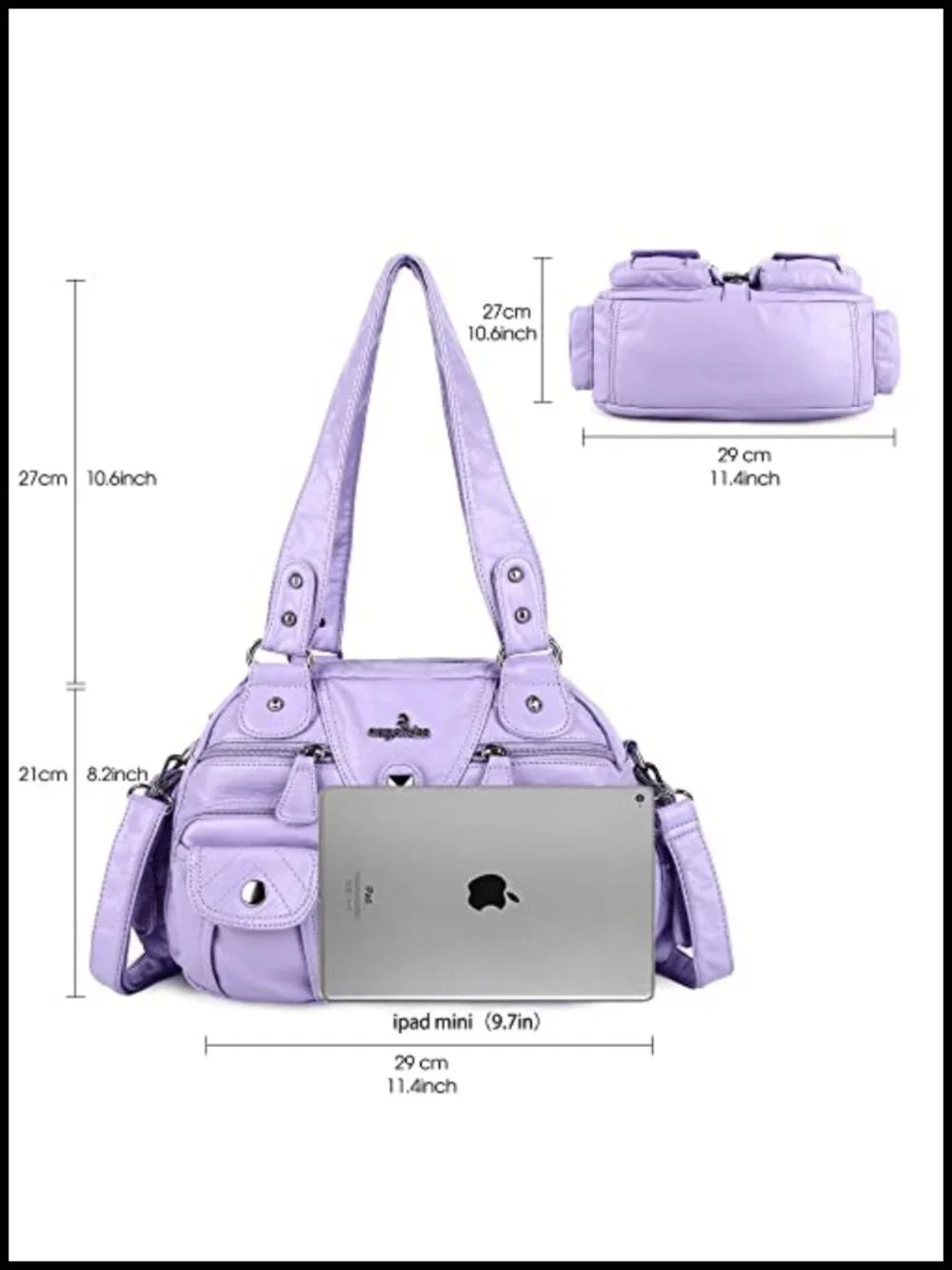Hobo Crossbody Bag with Removable Strap Faux Leather Handbag Multi-Pocket